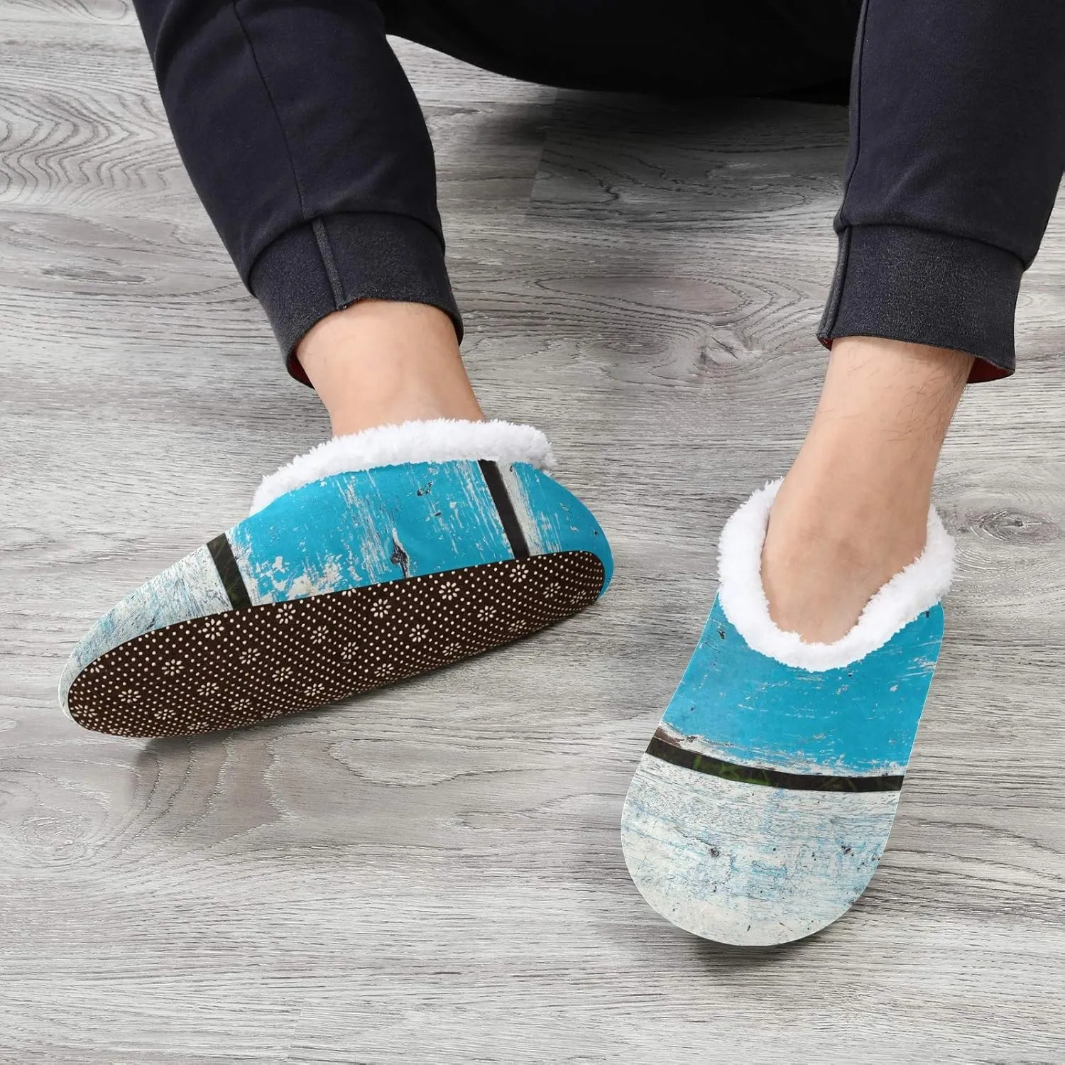 Unisex Fuzzy House Slippers Memory Foam Warm Slip Shoes Fur Lining M-XXL