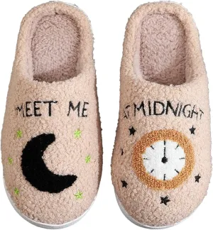 Unisex Meet Me at Midnight Slippers Fuzzy Warm House Slippers Winter Indoor Outdoor Shoes
