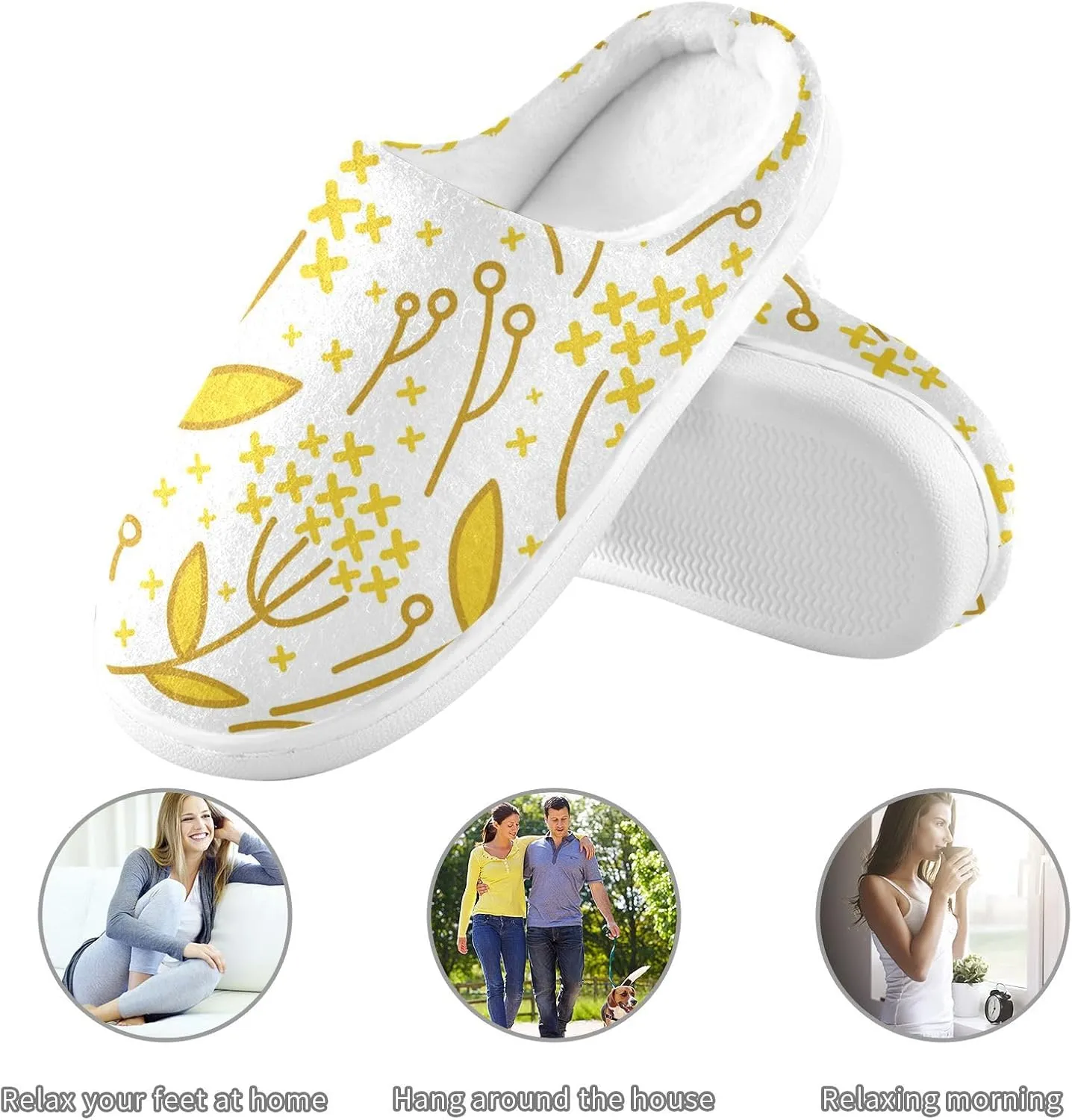 Unisex Memory Foam Slippers Non-Skid Slip-on Soft Warm Sole Fleece Shoes 6-17