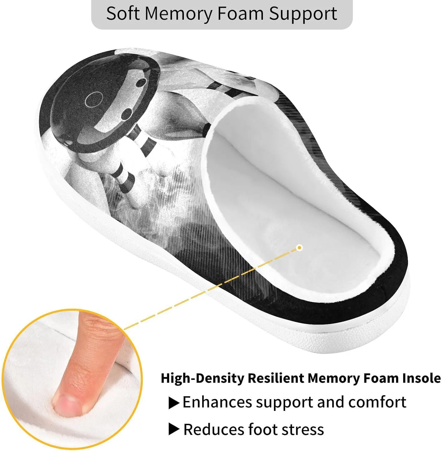 Unisex Memory Foam Slippers Non-Skid Slip-on Soft Warm Sole Fleece Shoes 6-17