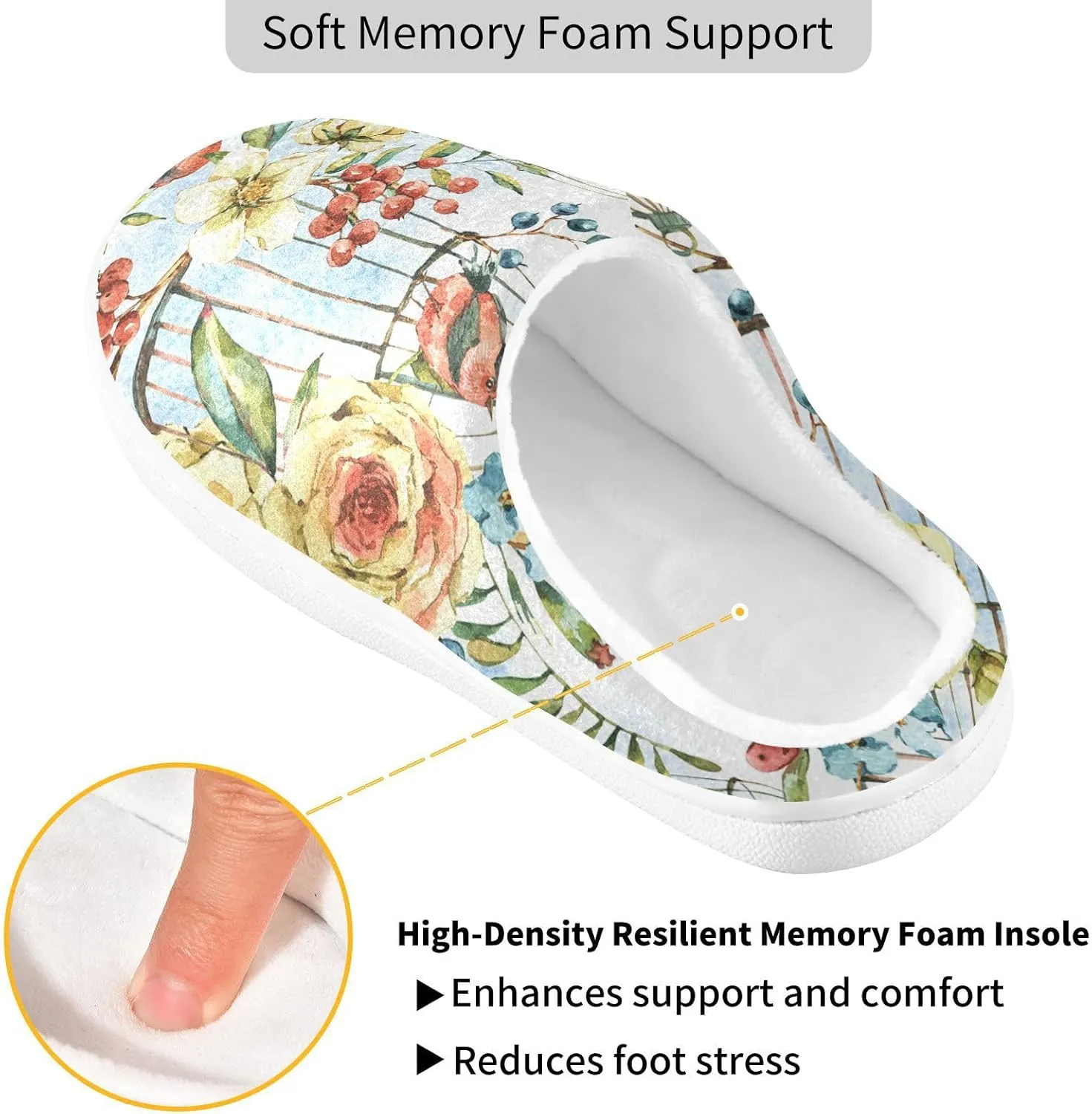 Unisex Memory Foam Slippers Non-Skid Slip-on Soft Warm Sole Fleece Shoes 6-17