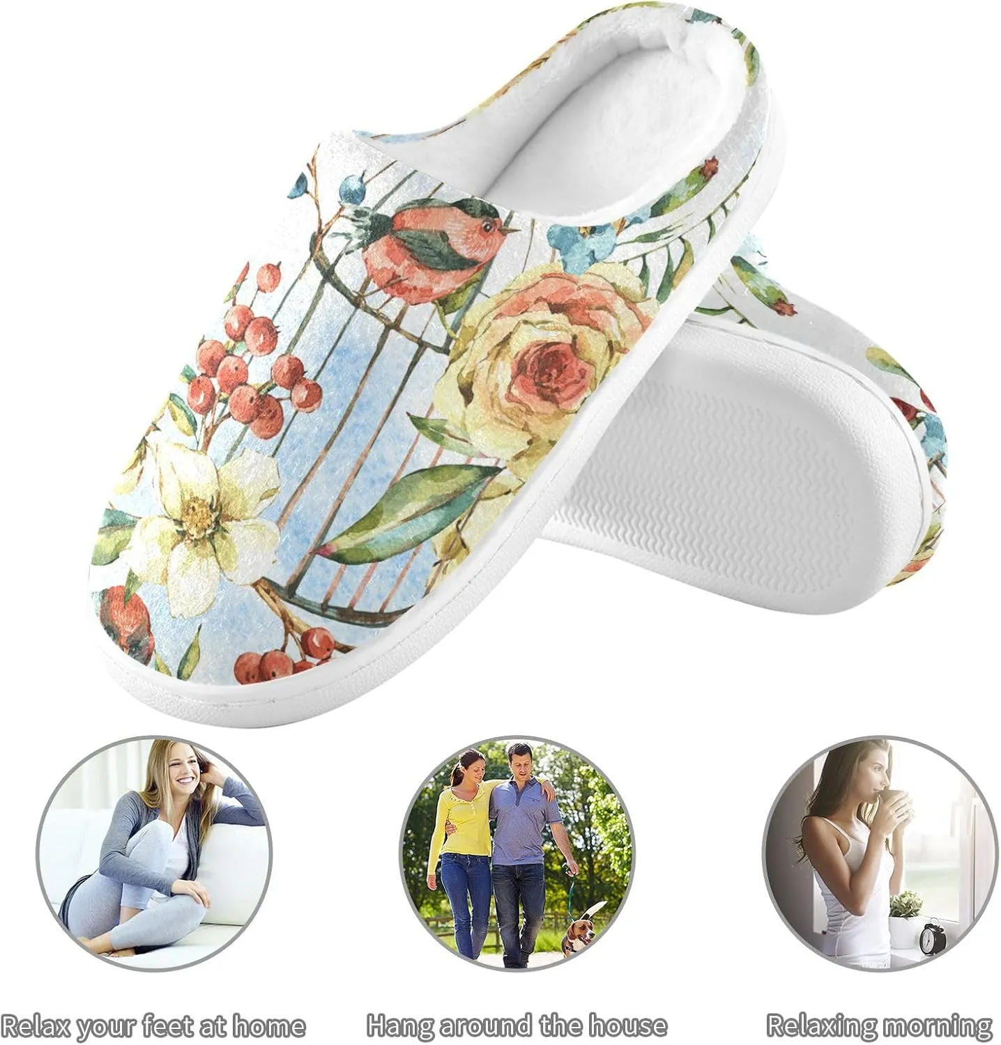 Unisex Memory Foam Slippers Non-Skid Slip-on Soft Warm Sole Fleece Shoes 6-17