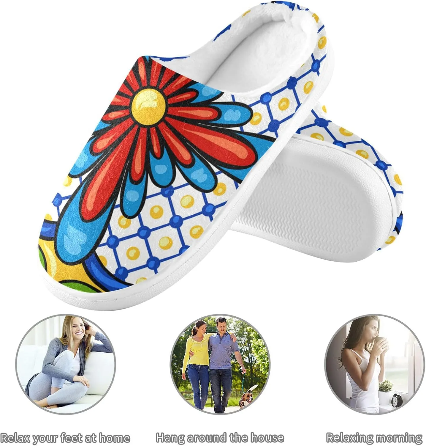 Unisex Memory Foam Slippers Non-Skid Slip-on Soft Warm Sole Fleece Shoes 6-17