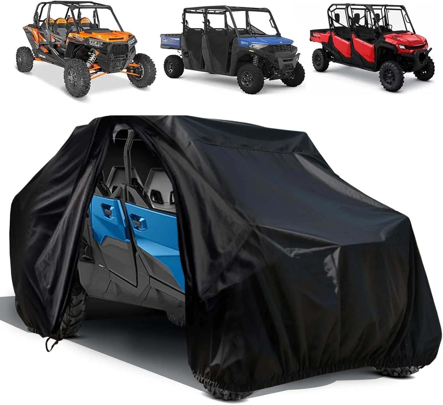 UTV Cover 4-6 Seater 420D Compatible with Can Am Commander Defender MAX Polaris Ranger Crew 570 1000 900 XP General RZR Uforce 1000 XL Water-Resistant Outdoor Windproof Zipper
