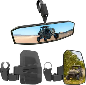 UTV Mirror Side Mirrors Set for 1.5-2.0 Inch Roll Cage, Compatible with Polaris RZR、Can am Maverick、Honda Pioneer Talon SXS、Kawasaki Mule KRX、Yamaha Wolverine YXZ、RTV、JD Gator、CF Zforce