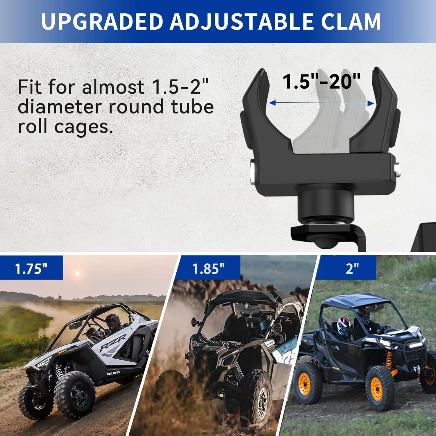 UTV Rear View Mirror, SXS Center Rearview Mirror with 1.5"-2" Adjustable Clamp Compatible with Polaris RZR, Pioneer, Talon, Can Am Maverick X3, Kawasaki Teryx Mule, Arctic Cat Wildcat