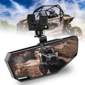UTV Rear View Mirror, SXS Center Rearview Mirror with 1.5"-2" Adjustable Clamp Compatible with Polaris RZR, Pioneer, Talon, Can Am Maverick X3, Kawasaki Teryx Mule, Arctic Cat Wildcat