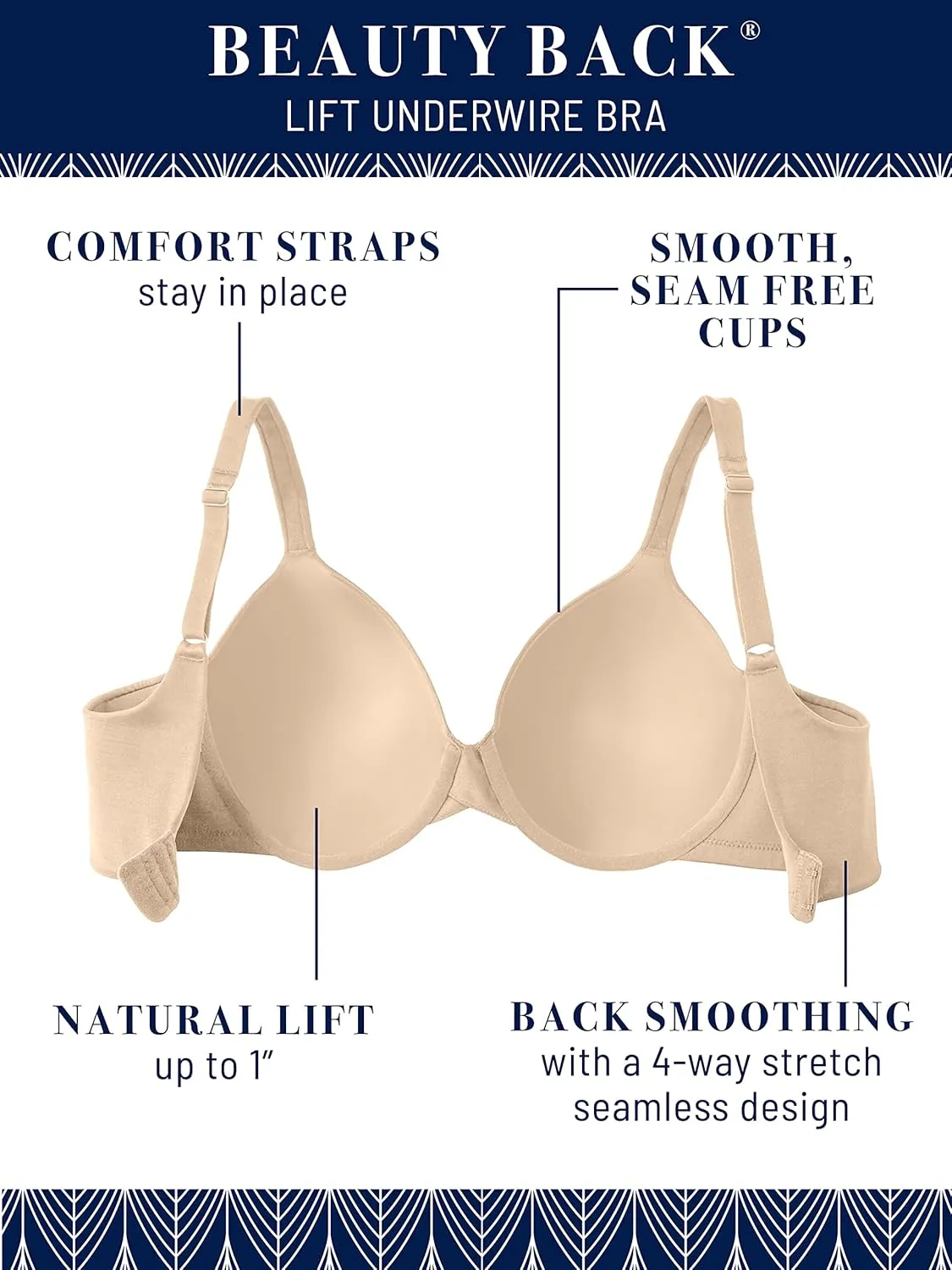 Vanity Fair Women's Light Lift Bra: Comfort Straps & No Poke Underwire (34B-44DD)