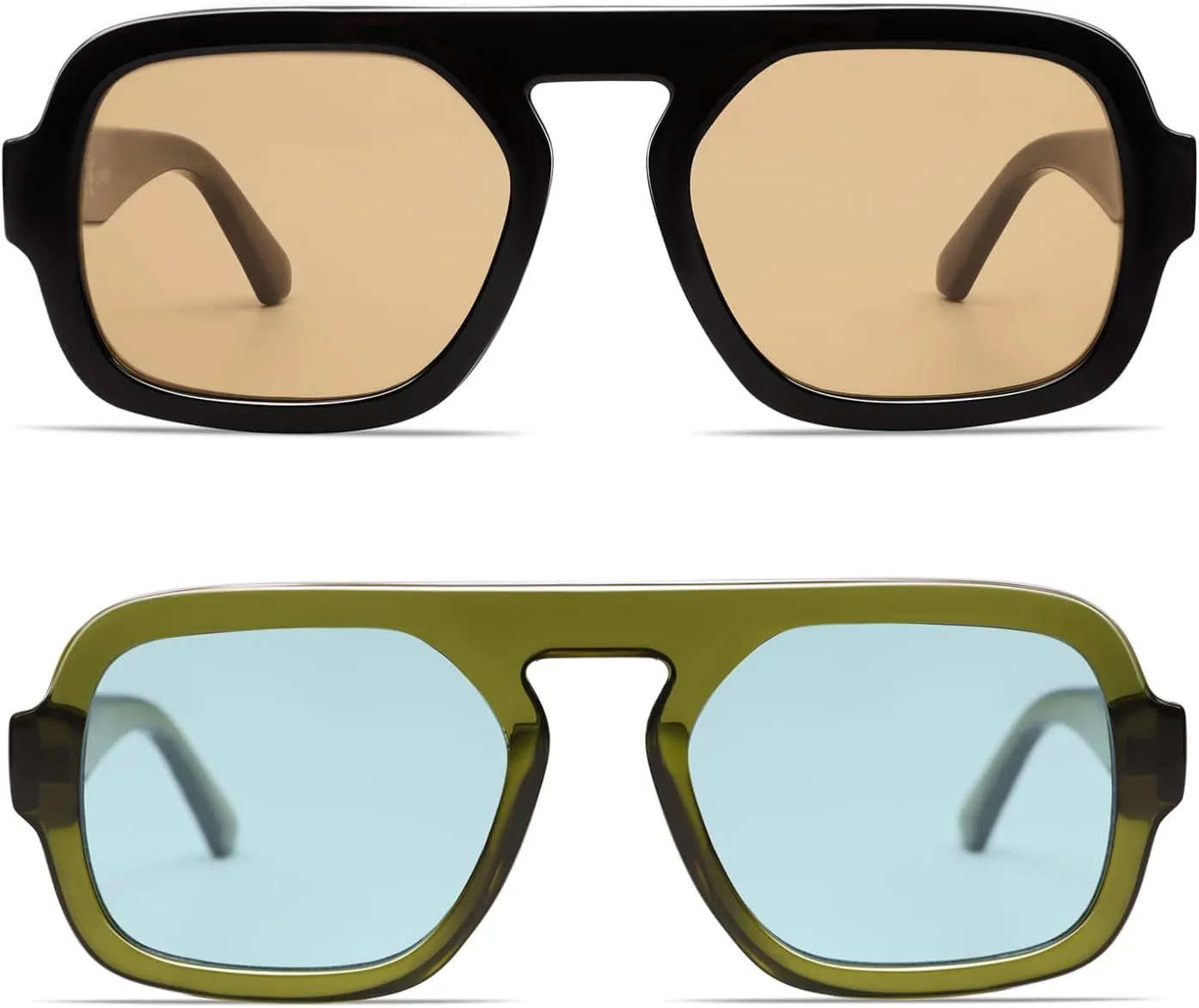 VANLINKER Retro Square Aviator Sunglasses for Women Men 70s Vintage Style Trendy Flat Top Rectangle Sun Glasses VL9826