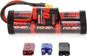 Venom Drive Series 7S - 3000mAh 8.4V NiMH Battery Flat Pack - Universal 2.0 Plug, 7 Cell - Silicone Connector & Compatible w/ XT60, Traxxas, Deans, EC3, 2WD, 4WD, Truck & Buggies