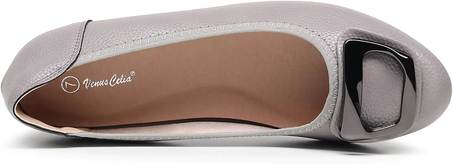 VenusCelia Women's Buckle Dance Flats Shoe