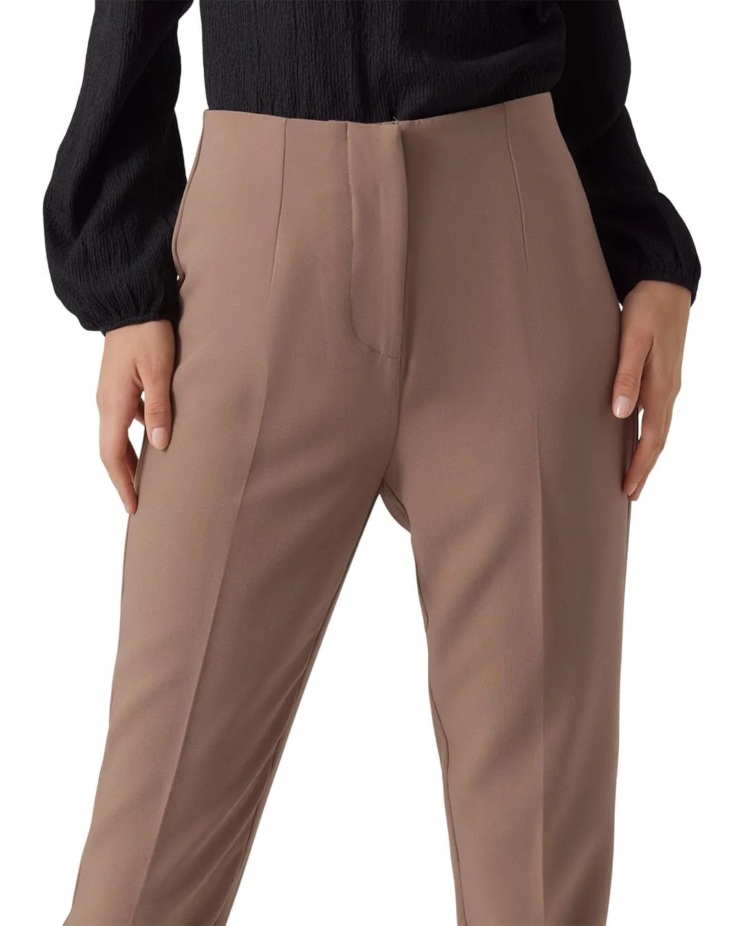Vero Moda Brown Tapered High Waist Trousers