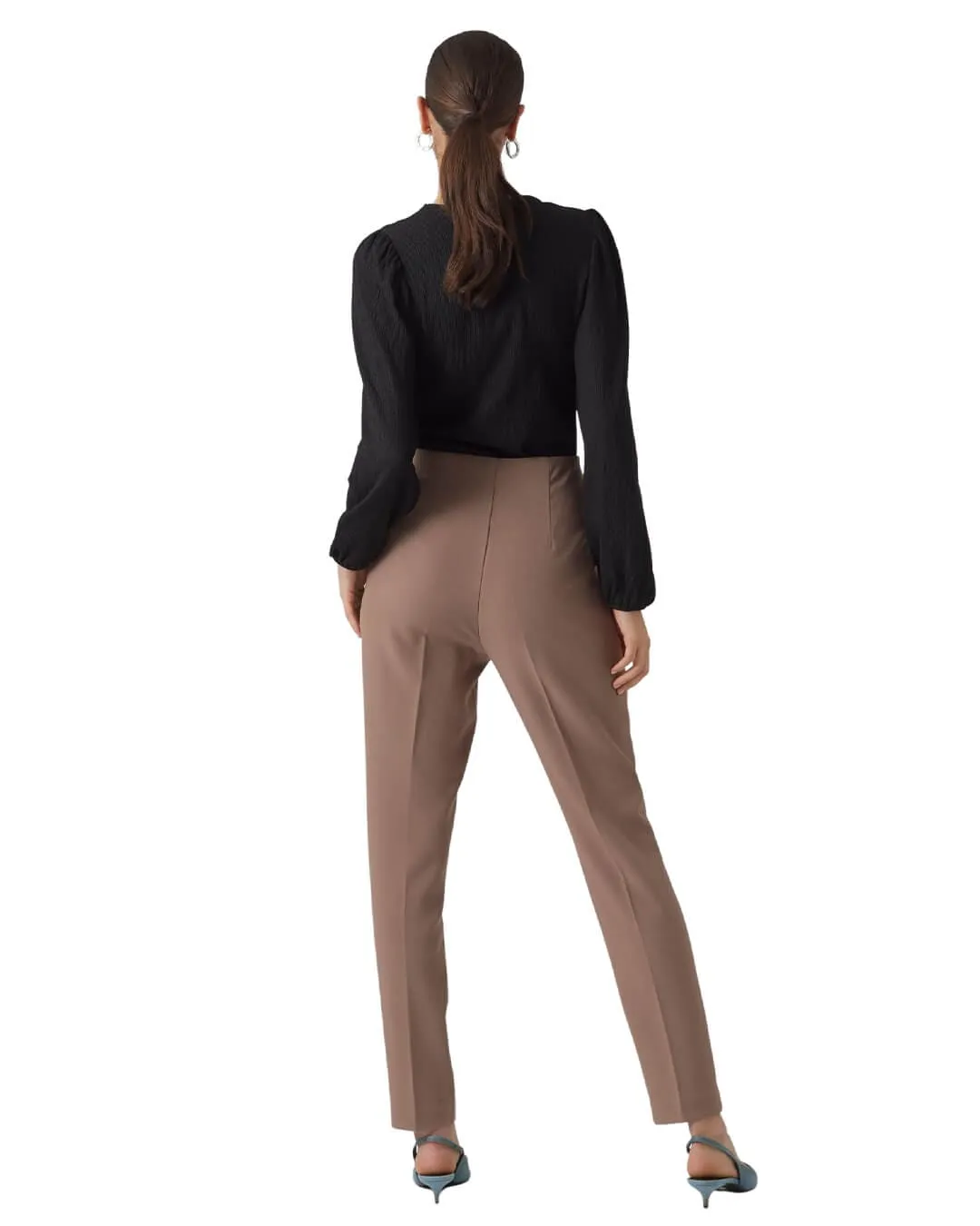 Vero Moda Brown Tapered High Waist Trousers