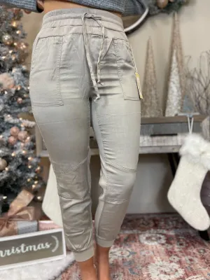 Vintage Havana Khaki Washed Tencel Ribbed Jogger