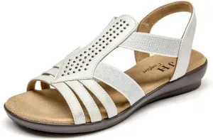 VJH confort Women's Flat Sandals, Comfort Elastic Slip-on Light Weight Slingback Casual Walking Sandals with Rhinestone
