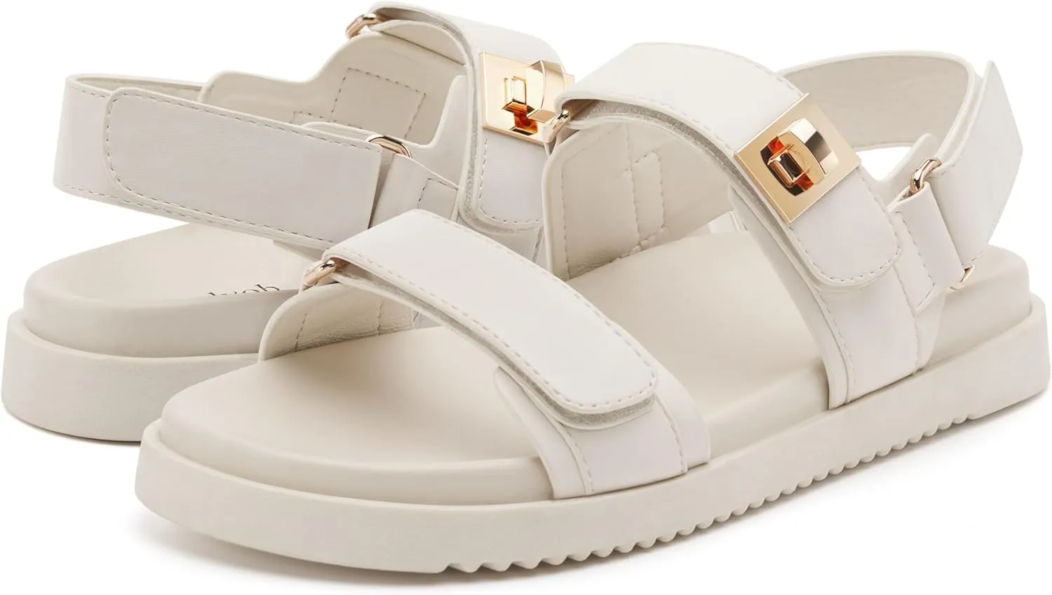 vodvob Women’s Flat Sandals with Soft Cushioned Footbed Open Toe Slides Adjustable Slip On Slippers for Summer
