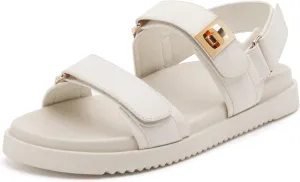 vodvob Women’s Flat Sandals with Soft Cushioned Footbed Open Toe Slides Adjustable Slip On Slippers for Summer