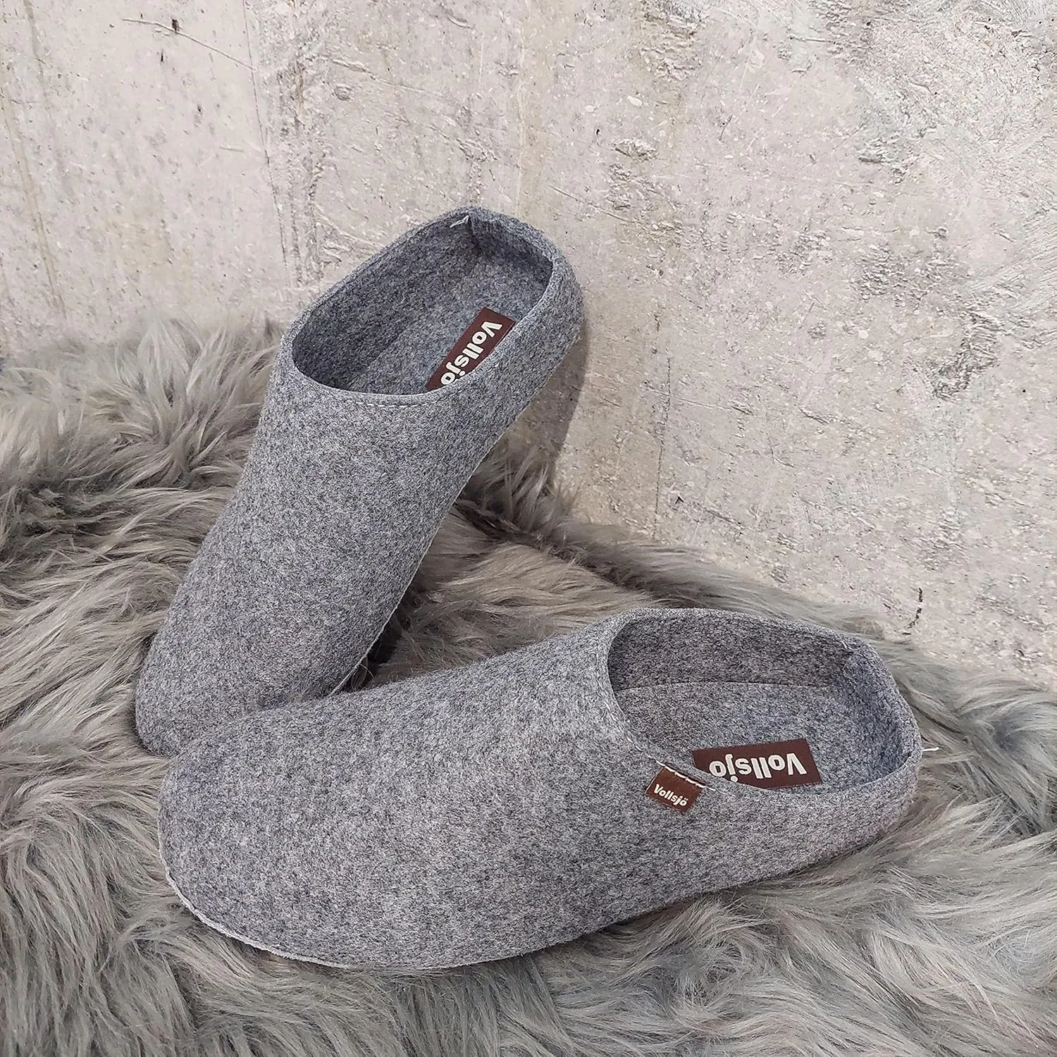 Vollsjo Women's Felt House Slippers Vegan Handmade in EU Low