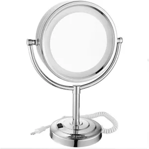 Wall-Mounted Makeup Mirror Desktop 8.5-inch LED Makeup Mirror with Light Beauty Mirror Double-Sided 5X Magnification Lighted