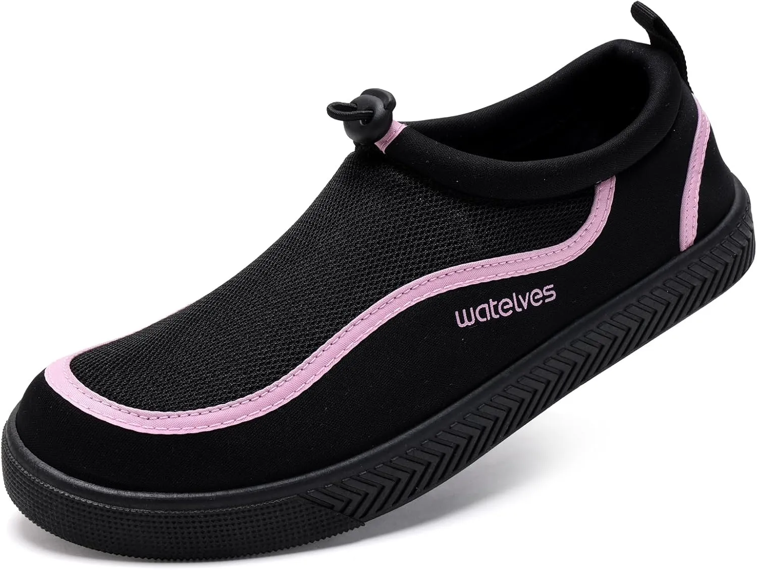 WateLves Water Shoes for Women and Men - Quick-Dry Multi-Purpose Casual Water Sneakers Slip-On with Drainage Holes - Lightweight, Breathable Aqua Shoes for Swim Beach Walking (Black/Pink, 39)