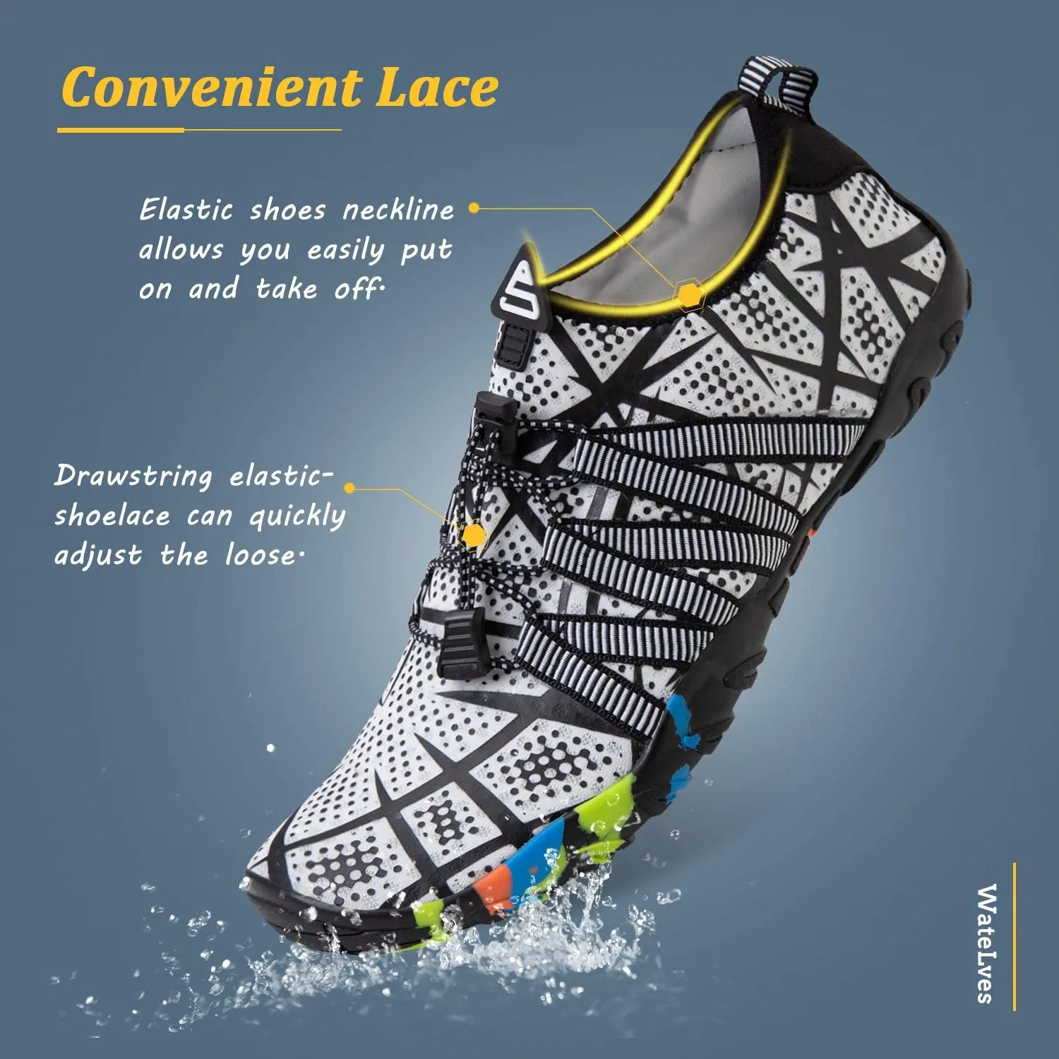 WateLves Water Shoes Mens Womens Barefoot Beach Swim Shoes Quick-Dry Aqua Socks for Surf Pool Yoga Water Aerobics