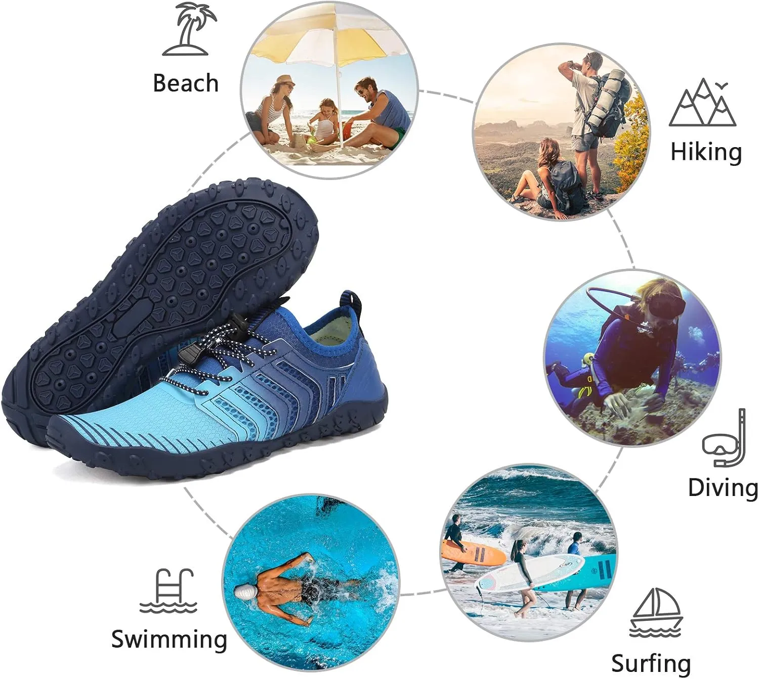 WateLves Water Shoes Mens Womens Barefoot Beach Swim Shoes Quick-Dry Aqua Socks for Surf Pool Yoga Water Aerobics
