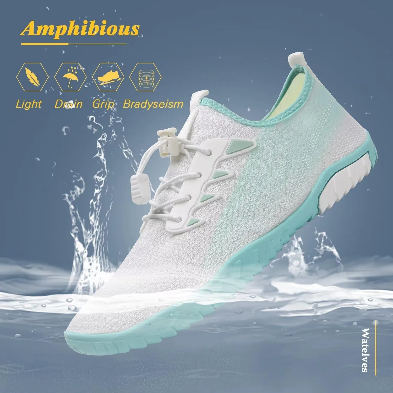 WateLves Water Shoes Mens Womens Beach Swim Shoes Quick-Dry Aqua Socks Pool Shoes for Surf Yoga Water Aerobics