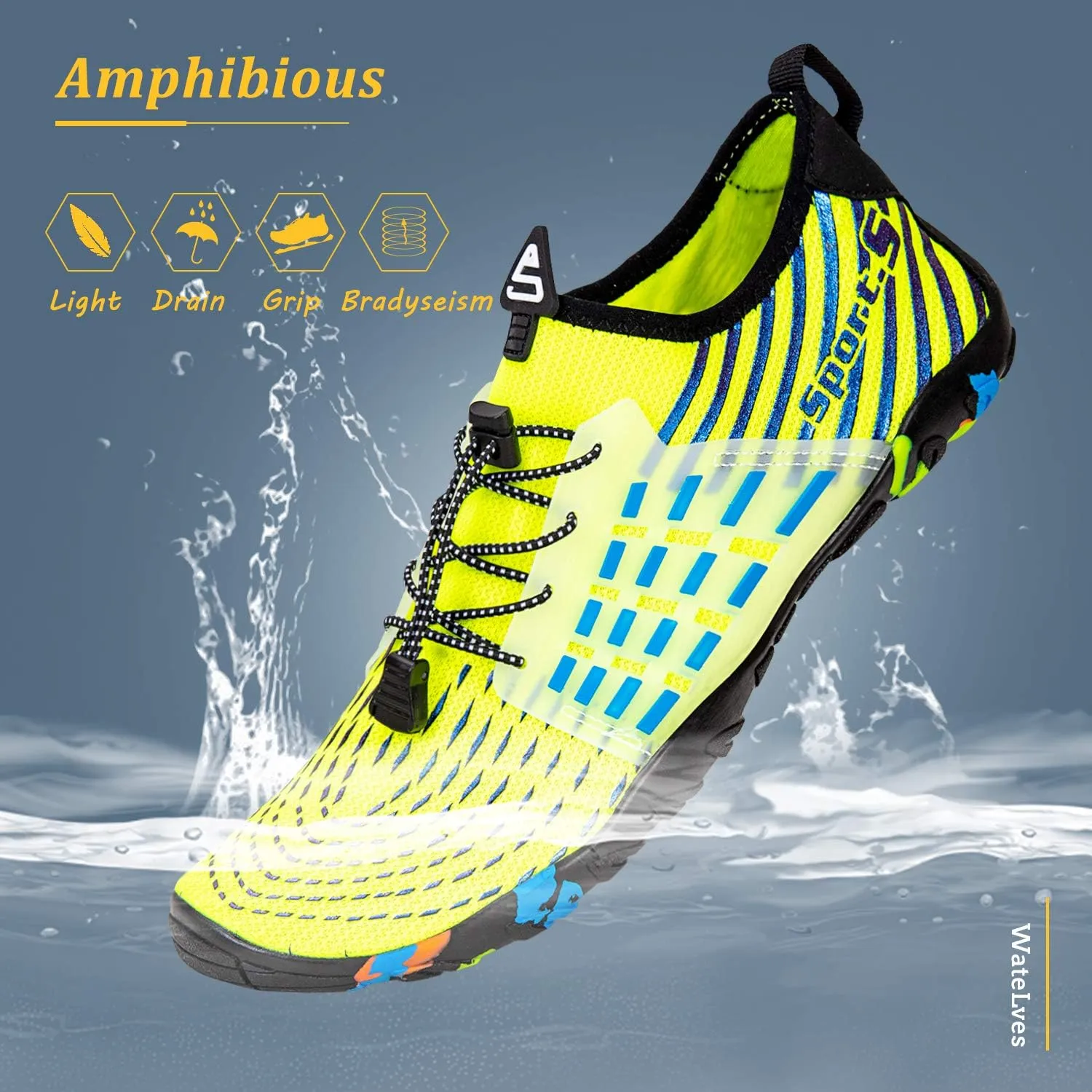 WateLves Water Shoes Mens Womens Beach Swim Shoes Quick-Dry Aqua Socks Pool Shoes for Surf Yoga Water Aerobics