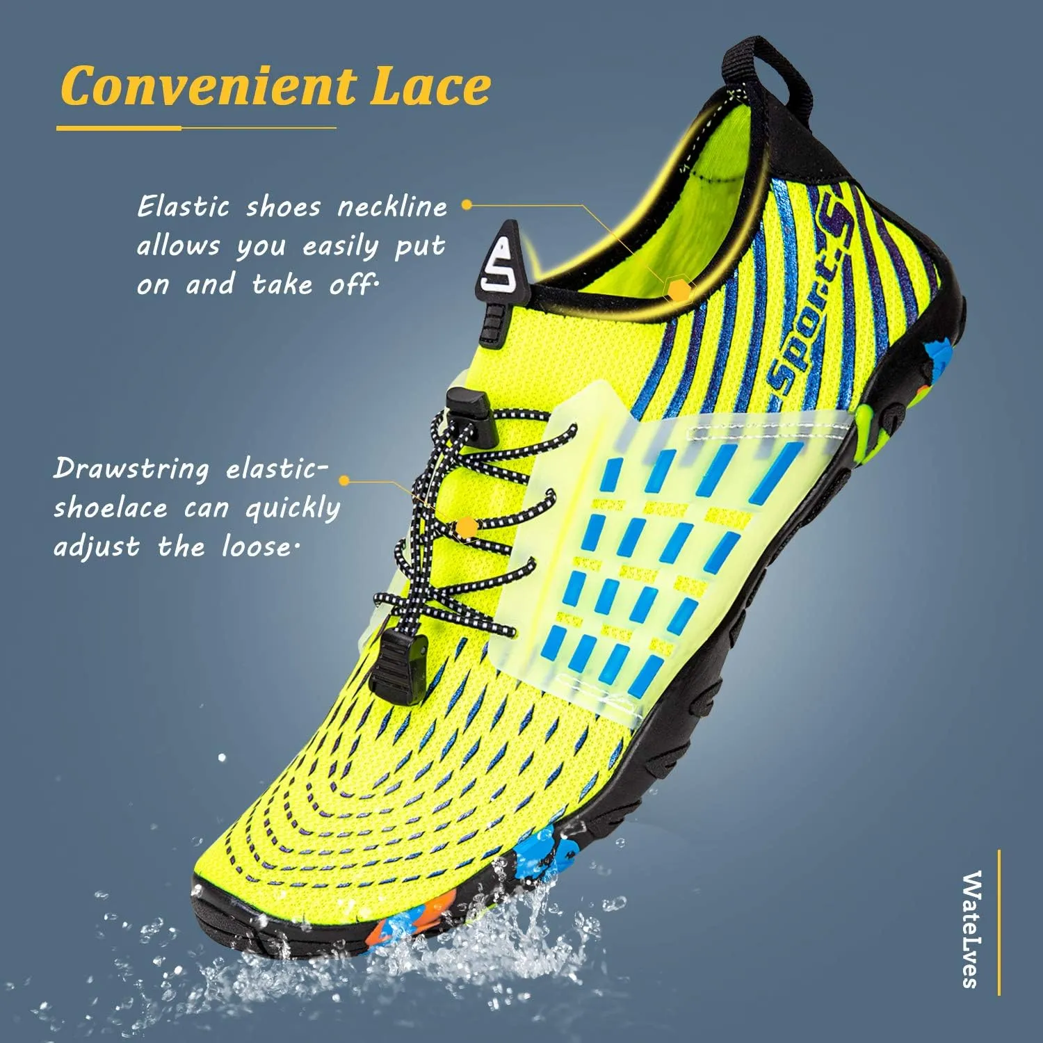 WateLves Water Shoes Mens Womens Beach Swim Shoes Quick-Dry Aqua Socks Pool Shoes for Surf Yoga Water Aerobics