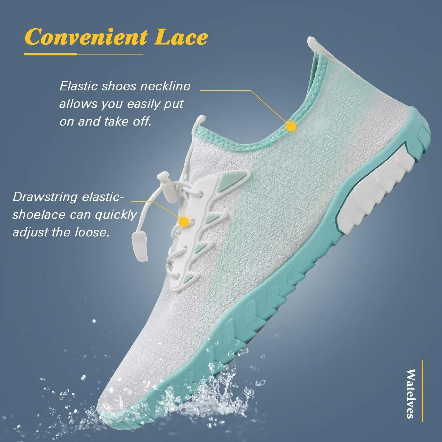 WateLves Water Shoes Mens Womens Beach Swim Shoes Quick-Dry Aqua Socks Pool Shoes for Surf Yoga Water Aerobics