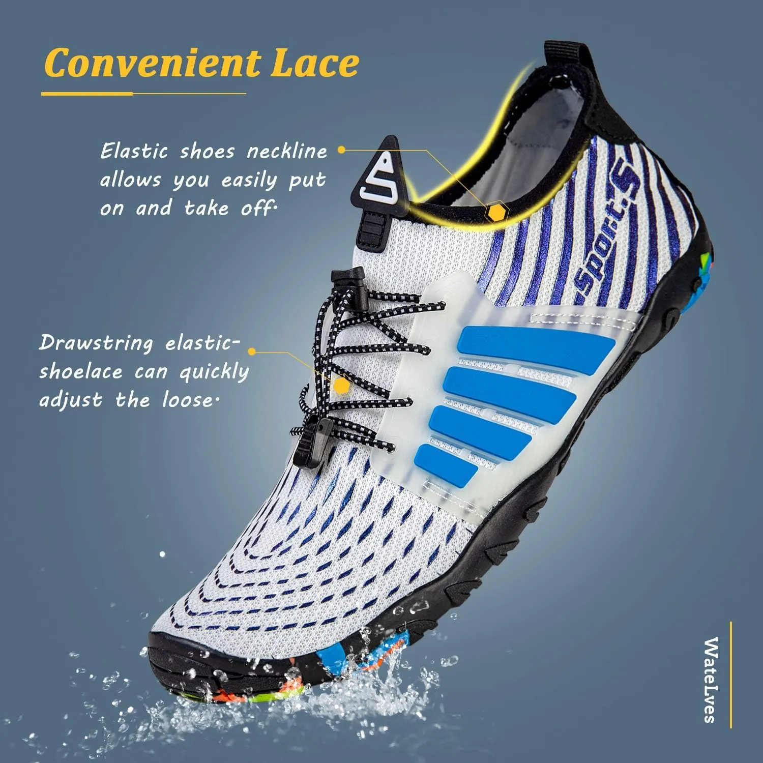 WateLves Water Shoes Mens Womens Beach Swim Shoes Quick-Dry Aqua Socks Pool Shoes for Surf Yoga Water Aerobics
