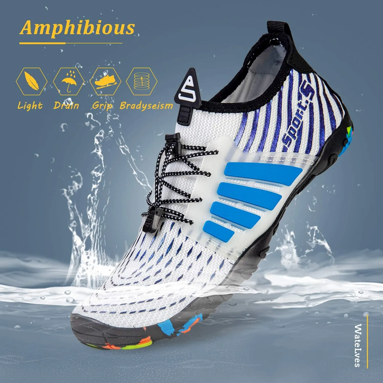 WateLves Water Shoes Mens Womens Beach Swim Shoes Quick-Dry Aqua Socks Pool Shoes for Surf Yoga Water Aerobics