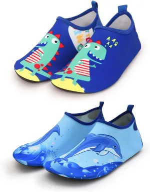 Water Shoes for Girls Boys Toddler Non-Slip Quick Dry Aqua Shoes for Beach Outdoor Sports 2 Pairs