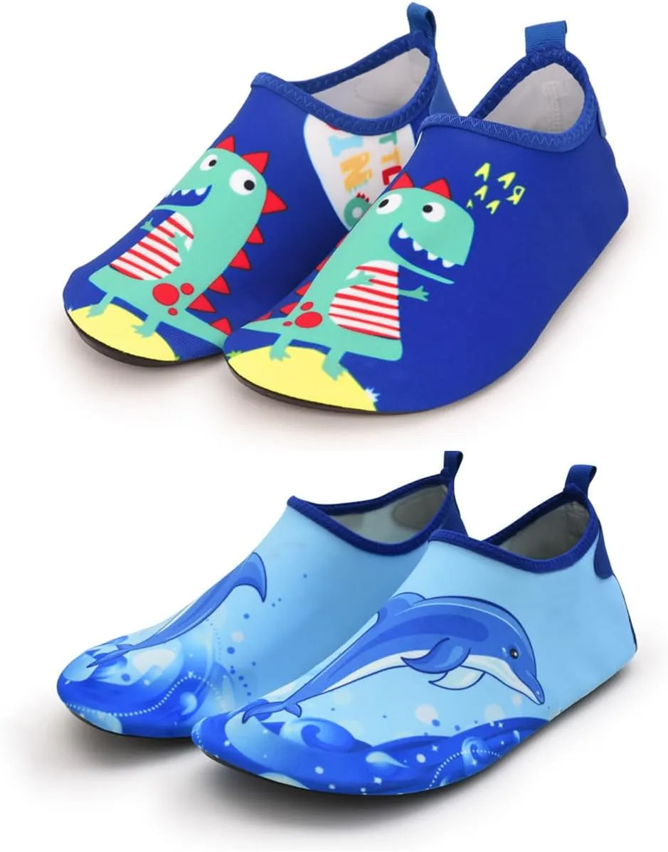 Water Shoes for Girls Boys Toddler Non-Slip Quick Dry Aqua Shoes for Beach Outdoor Sports 2 Pairs