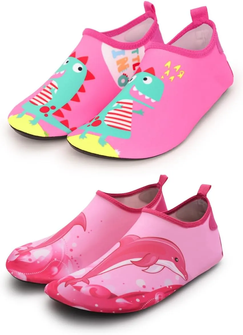 Water Shoes for Girls Boys Toddler Non-Slip Quick Dry Aqua Shoes for Beach Outdoor Sports 2 Pairs