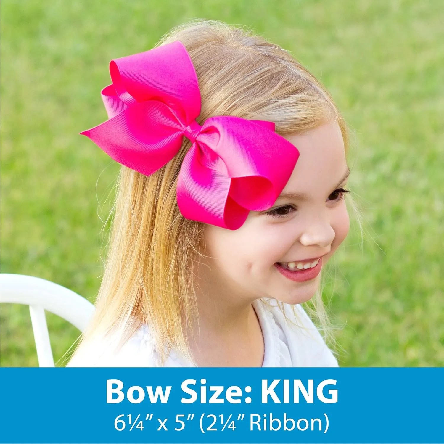 Wee Ones Girls' 6 Piece Set of Bows, Solid Grosgrain Variety Pack on a WeeStay No-Slip Hair Clip, King, Pearl Pink, Light Orchid, Millennium Blue, Antique White, Gray, Watermelon