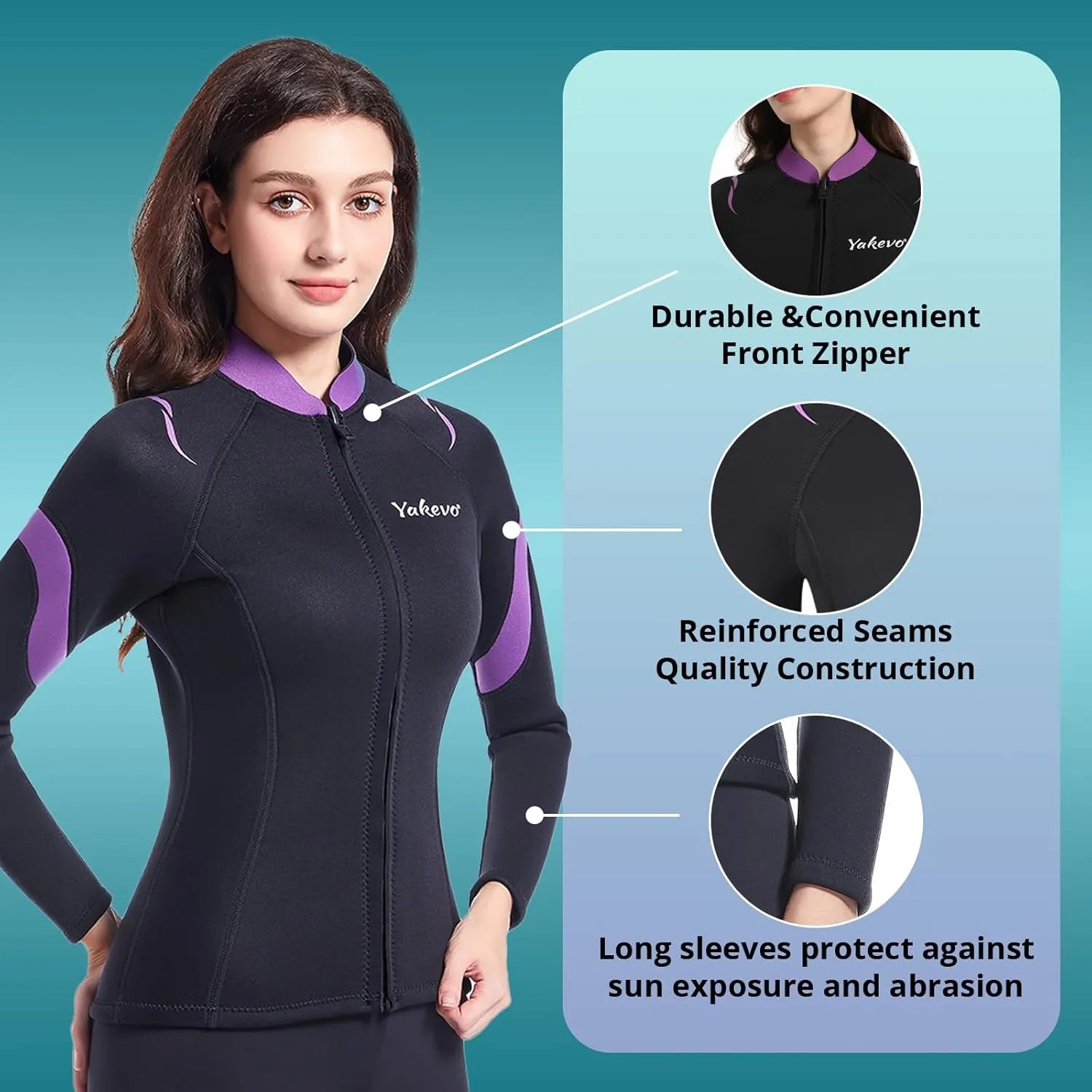 Wetsuit Top Men,2mm Mens Wetsuit Top 3mm Long Sleeve Wetsuit Jacket Men Front Zip Warm Wets Suit Jackets for Men Stretch Mens Wetsuit Top