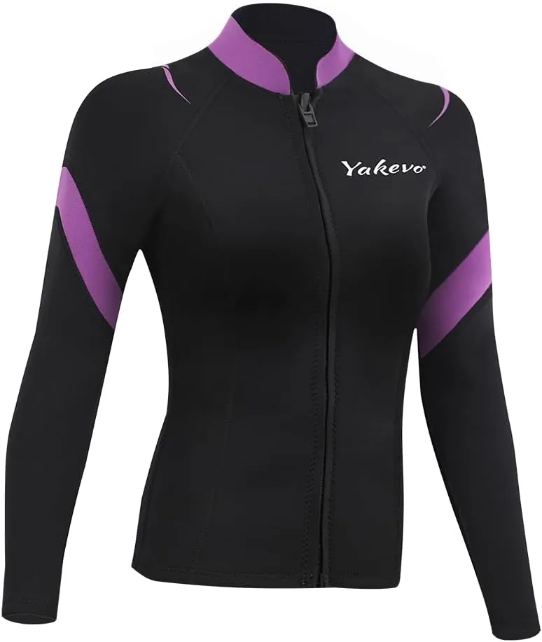 Wetsuit Top Men,2mm Mens Wetsuit Top 3mm Long Sleeve Wetsuit Jacket Men Front Zip Warm Wets Suit Jackets for Men Stretch Mens Wetsuit Top