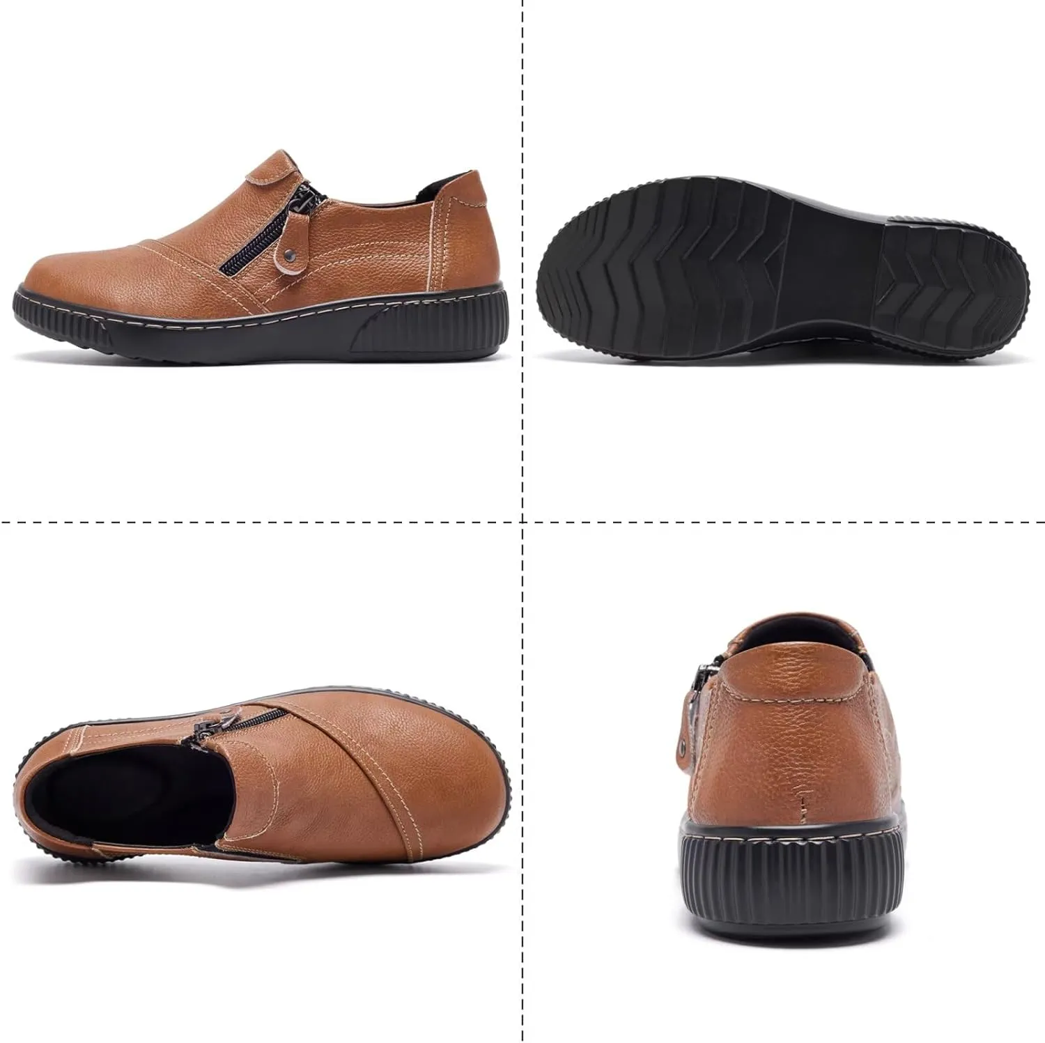 Women Casual Slip on Leather Loafers Dress Walking Shoes