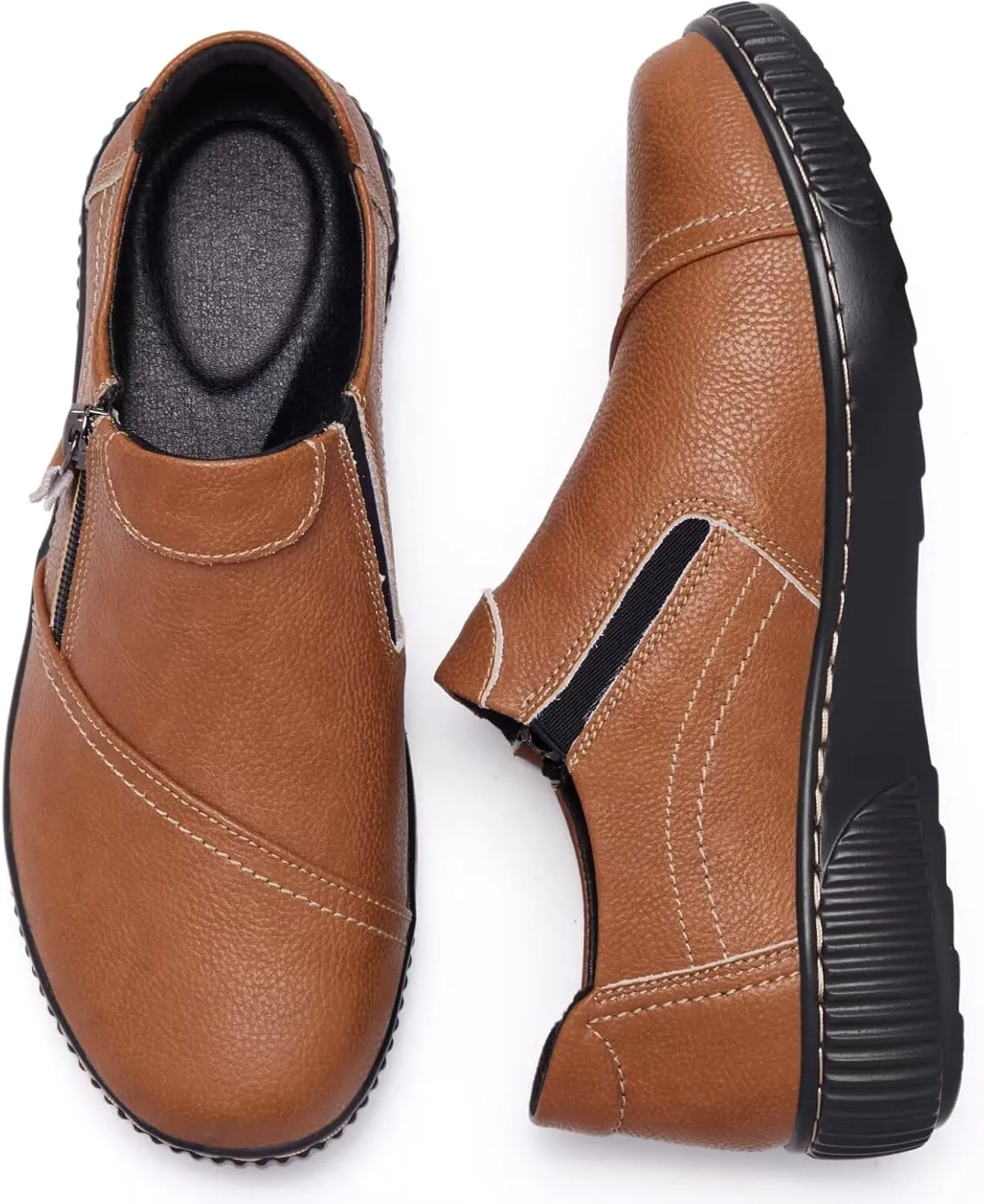 Women Casual Slip on Leather Loafers Dress Walking Shoes