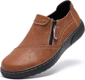 Women Casual Slip on Leather Loafers Dress Walking Shoes