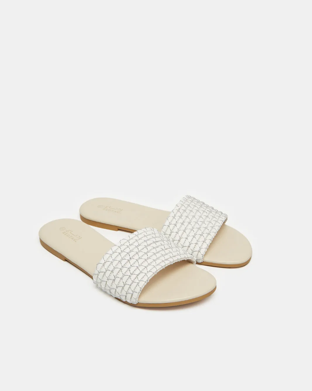 Women White Textured Mule