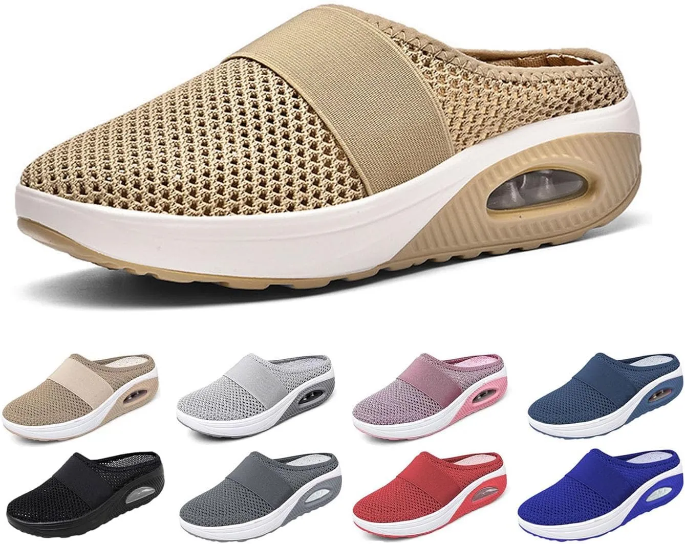 Women's Air Cushion Slip-On Breathable Orthopedic Walking Shoes, Heelless Mesh Sandals, Women's Orthopedic Sneakers