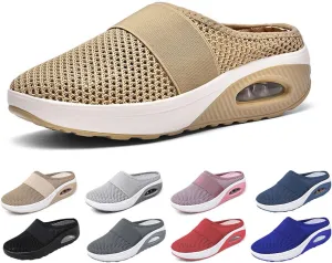 Women's Air Cushion Slip-On Breathable Orthopedic Walking Shoes, Heelless Mesh Sandals, Women's Orthopedic Sneakers