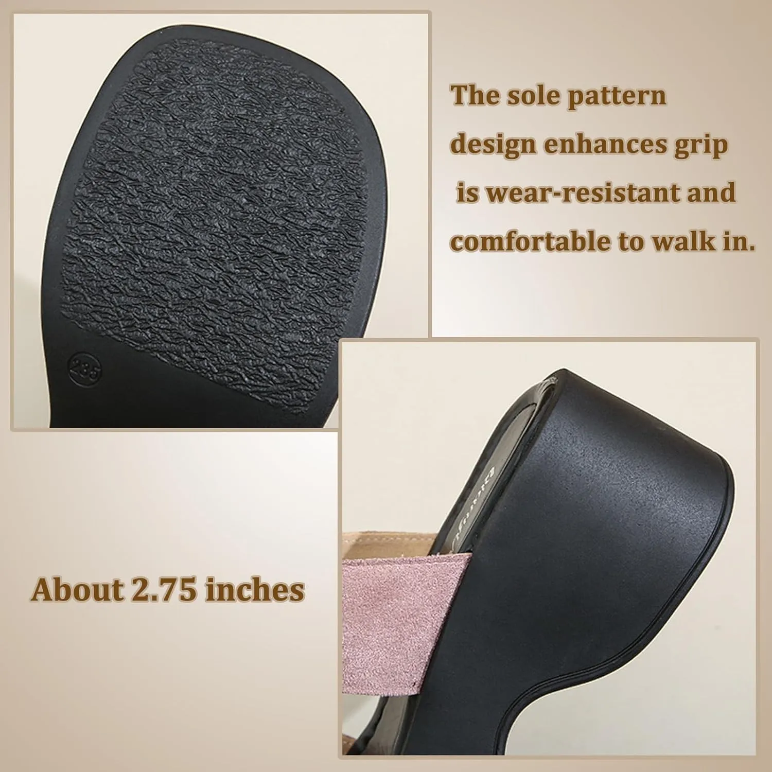 Women's Bow Platform Block Heel Slides Sandals Open Square Toe Lightweight Non Slip Fashion Slip On Shoes Beach Party Vacation Slides