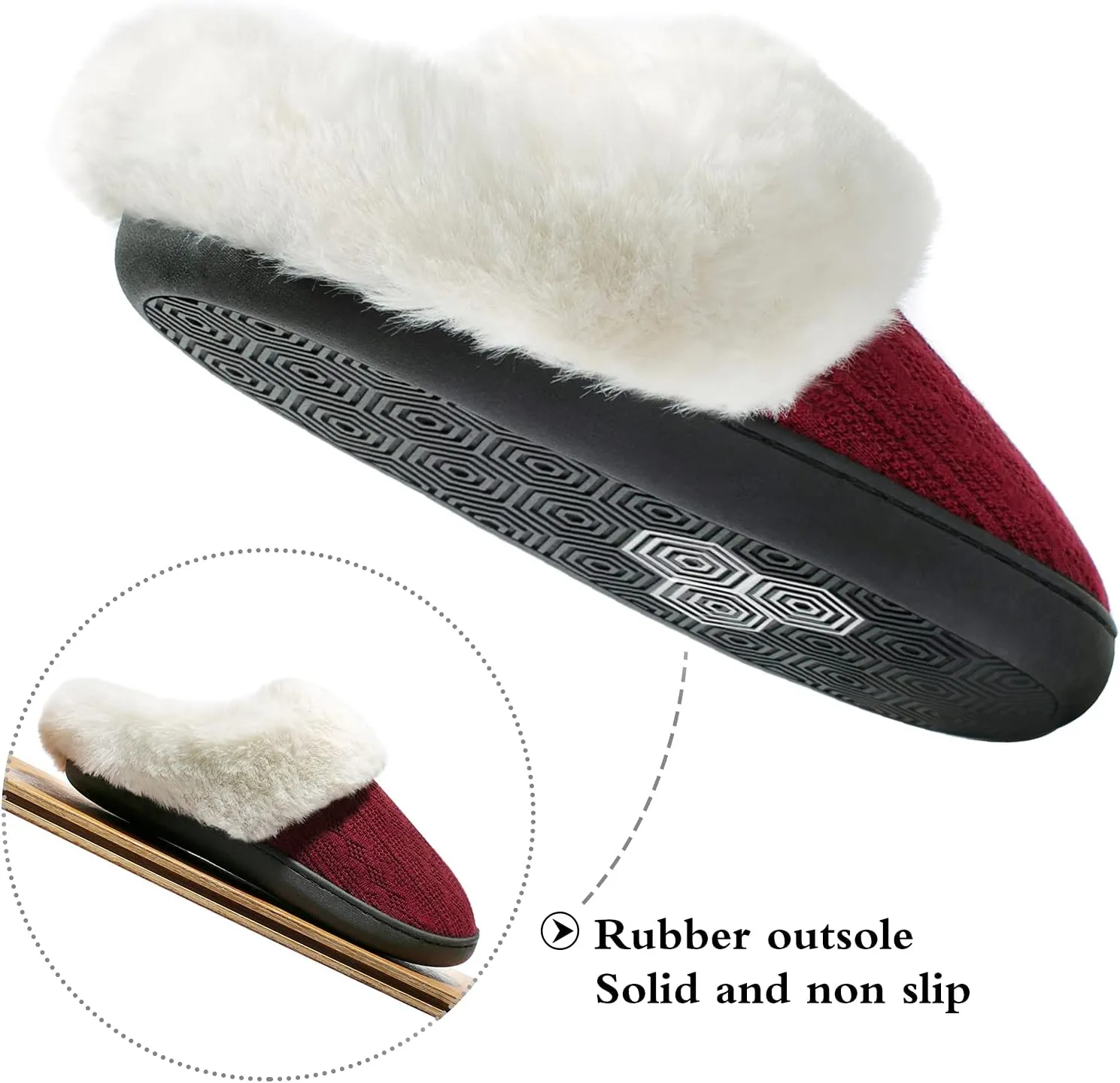 Womens Cozy Fuzzy Plaid House Slippers Memory Foam Slip on Indoor Outdoor