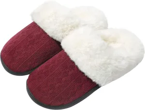 Womens Cozy Fuzzy Plaid House Slippers Memory Foam Slip on Indoor Outdoor