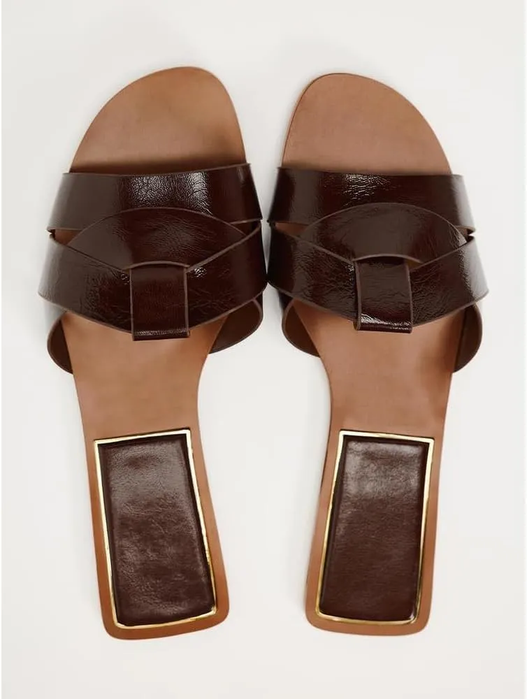 Women's Criss Cross Straps Flat Sandals Open Toe Fashion Braided Slides Summer Summer Dressy Beach Slippers