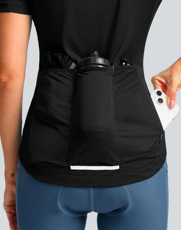 Women's Cycling Jersey Short Sleeve Bike Shirts Full Zipper Bicycle Biking Tops with Pockets Road Mountain Riding