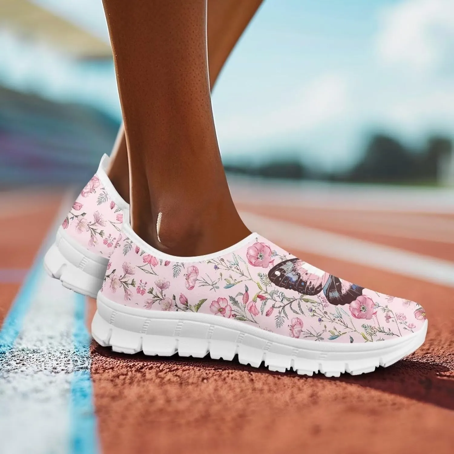 Women's Fashion Sneakers Slip On Walking Loafers Travel Shoes（White Sole）